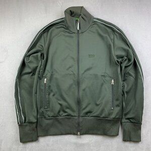 Hugo Boss Men Sweater Jacket Medium Green Full Zip Long Sleeve Luxury Athleisure